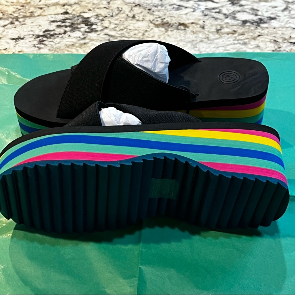 NWT Urban Outfitters O Elastic EVA Platform Rainbow 🌈 Sandal, Size 8